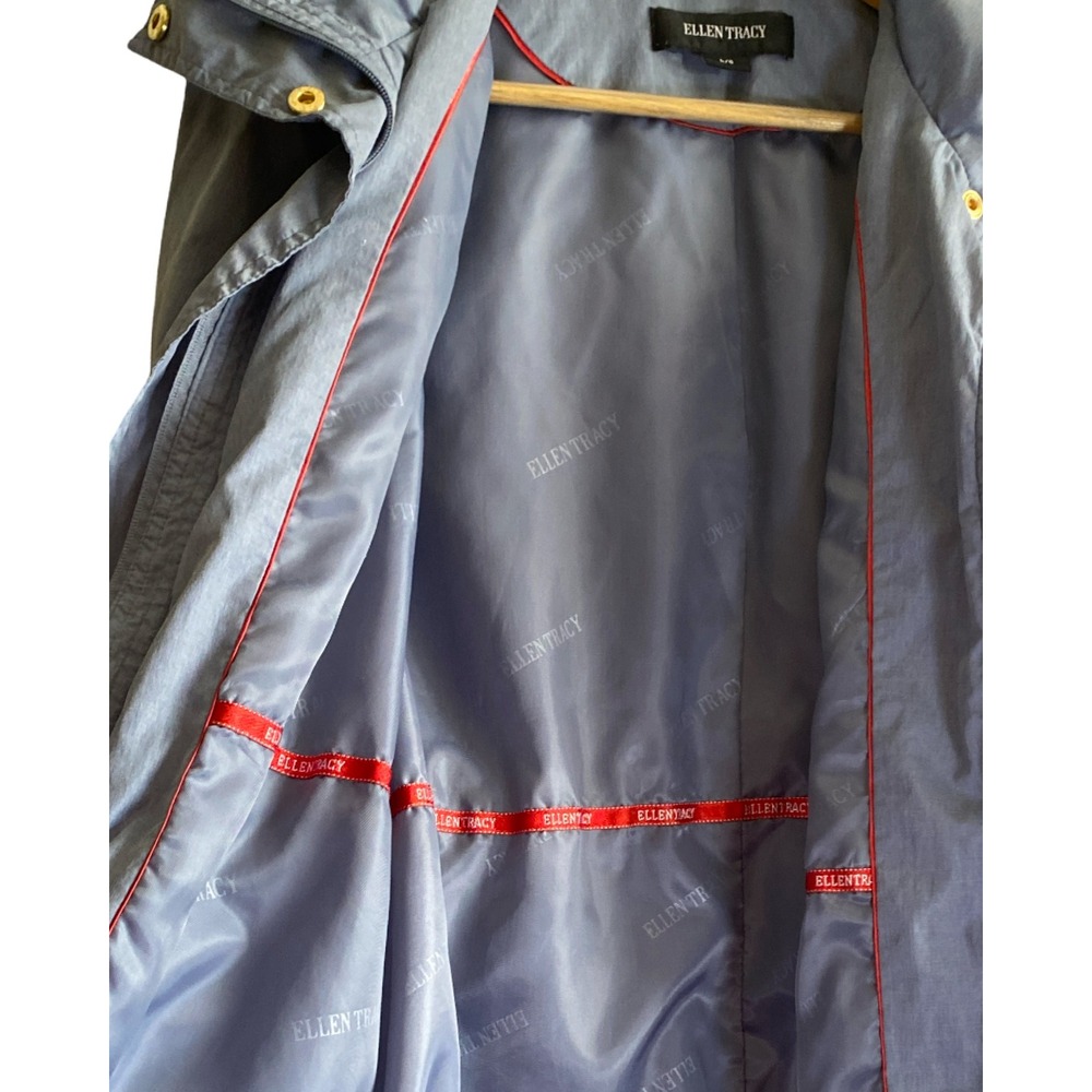 Ellen Tracy Womens Blue Hooded Anorak Jacket Drawstring‎ Waist Size Large - Picture 9 of 12